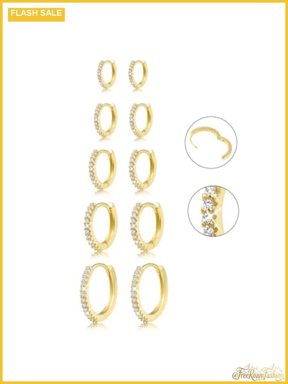 14K Gold Plated Hoop Earrings Set for Women Cartilage Huggies 5 Pairs